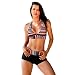 Produktbild Ba Zha Hei Damen Bikini Frau Streifen Teilt Bademode Bikini Sets Schwimmen Kostüme Zweiteilige Badeanzüge Bademode Beach Suit Badeanzug Schöne Zweiteilige Badeanzüge Badebekleidung (XL, Schwarz)