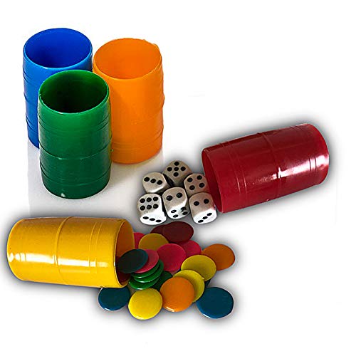 shafier 288 Fichas y 72 Dados para parchís Juego oca Color Rojo Verde Amarillo Naranja Azul y Rosa para 6 Jugadores Tambien Puede para niño Aprender Contar