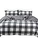 Produktbild Seepong Bettbezug-Set 100% Polyester Bettwäsche-Set 3 Stück Grau-Weiß-Plaid Bettbezug (1 Bettbezug 240x220cm 2 Kissenbezüge 50x75cm)