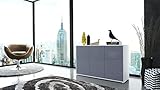 Kommode Sideboard Ben V3, Korpus in Weiß matt / Fronten in Grau Hochglanz - 