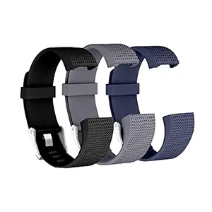 Rapidotzz Pack of 3 Replacement Belts/Straps Compatible for Fitbit Charge2 Bands Replacement Wristband Straps (Set 3)