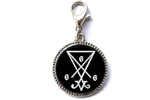GUANGZHOUSHUJIANWANGLUOKEJI Satanic Altar Ritual Satan 666 Satanism Lucifer Demonic Jewelry Friend Gift Bracelet Pendant Zipper Pull Charm with Lobster Clasp Art Photo Zipper Pull Jewelry