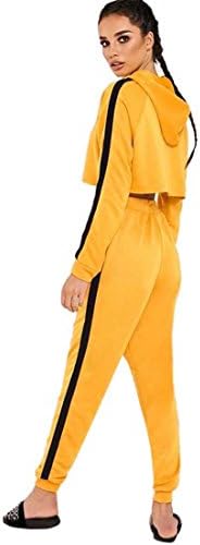 Women Tracksuit,Moonuy Ladies Girl Sweat Suit Sport Hoodies Sweatshirt Crop Tops Pants Set 2Pcs Winter Fashion Clothes Sets Pullover Hoodies Sport Lounge Wear Casual Suit Sport Outfits (XL, Yellow)