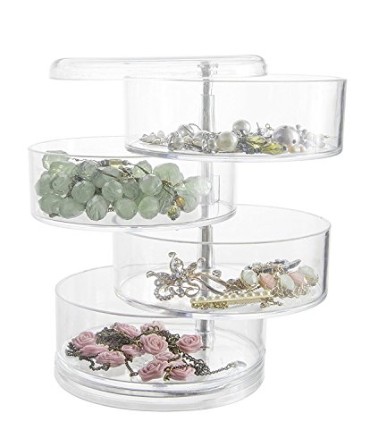 Feibrand Kosmetik Organzier Tower Transparent - mit 4 drehbaren Fächern, Kunststoff - Acryl