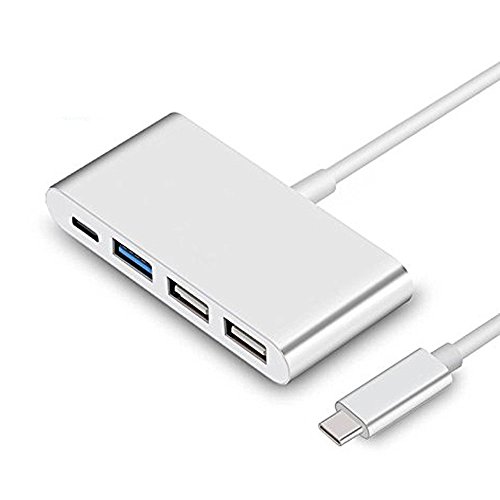 USB-C Hub FeBite 4 In 1 USB 3.0 Typ C Adapter mit Netzteil für Lade- und Datenübertragung, kompatibel mit Macbook Google ChromeBook und anderen Geräten mit USB-C Port (SILVER) - 7