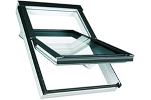 Kunststoff Dachfenster 66x118 cm OptiLight PVC THERMO von FAKRO Konzern | mit 2-fach Verglasung, Lüftungsblende und Eindeckrahmen für Ziegel | Schwingfenster von FAKRO Gruppe