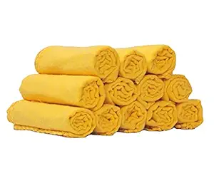 VARISH Cotton Flannel Duster Cleaning Cloth for Home Kitchen Office Car Bike Color Yellow Size - 20 inch x 25 inch - Set of 12 pcs