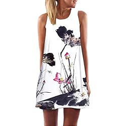 Overdose 2018 Vestido MáS Popular Vintage Boho Mujeres Verano Sin Mangas Beach Impreso Corto Mini Vestido
