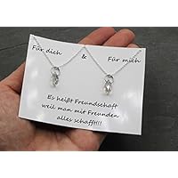 2x Freundschaftshalskette Kristall Tropfen Anhänger Kette Freundschaft Halskette Ideales Geschenk Handmade Schmuck