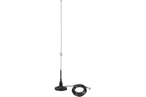 Bingfu Antena Radio Móvil Banda Dual VHF UHF 136-174MHz 400-460MHz Antena Radioaficionado Vehículos 53cm con Base Magnética, Cable 5m, Conector PL259 para Radio Bidireccionales y Dispositivos Amateur