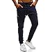 Produktbild Cloom Sporthose Herren Hose Mode Männer Multi-Pocket-Trainingshose Skinny Hosen für Männer Hose Cargo Chino Hosen Herren Slim Fit Fitnesshose Sweatpants Herren Jogginghose Jeans Hose (M, Navy)
