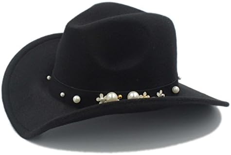 MXNET Fashion Women Chapeu Western Cowboy Hat For Elegant lady Cowgirl Wide Brim Jazz Church Cap Cloche Sombrero Top Cap ( Color : 6 , Size : 57-58CM )