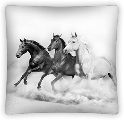Horses Black and White Decorative Cushion Cover Pillow Case Home Decor