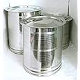 KSJ Stainless Steel Designer Water Storage Tank for Atta Grains Grocery Flour | Perfect vertical canister Tash Tanki for kitchen storage