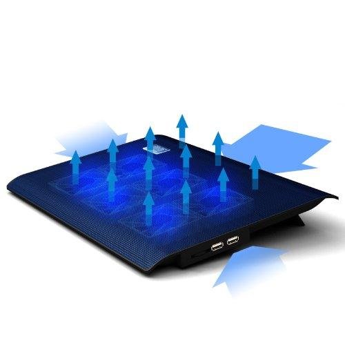 LS Premium Notebook Kühler LS-L112B | Laptop Cooling Pad Ständer| 6x Lüfter / Fan | mit 2 x USB HUB und blaue LED | 10″-15″ Zoll - 3