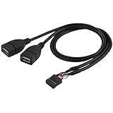 JSER Adapterkabel, 10-Pin-Mainboard-Header-Buchse auf Dual-USB-2.0-Buchse, 50 cm