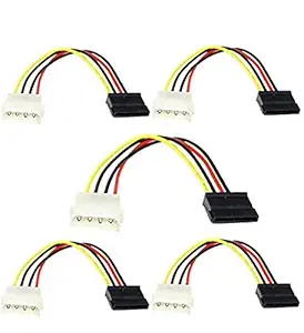 Wizzo (Pack of 5 Pieces) 15 cm 4 Pin Molex to SATA Power Cable Adapter for Internal Hard Disk Drive, HDD, SSD & DVD Writer