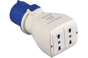 Poly Pool Pp0645X Adattatore Industriale Cee 3 Poli Spina Iec309 Grande 16A e 2 Prese Civili Standard Italiano Bivalenti Ip20