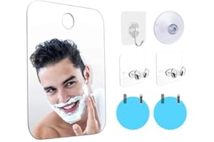 KYAOAYO Przenośne lusterko do makijażu prysznicowego, bez parowania, lusterko prysznicowe z przyssawkami i haczykami, lekkie lustro bez ramy, do prysznica, podróży, dla mężczyzn i kobiet (kwadratowe)