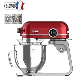 Faure FKM-804MP1 Robot Pâtissier Magic Baker Premiuim - 800W transmission directe -Mouvement Planétaire - Bol Inox 5,2L - Coloris Rouge