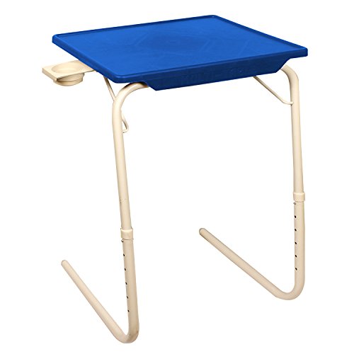 MULTI - TABLE Proud Made in India Laptop Table with Cup Holder 3 Times Stronger Than China Tables - BlueTop with WhiteLegs