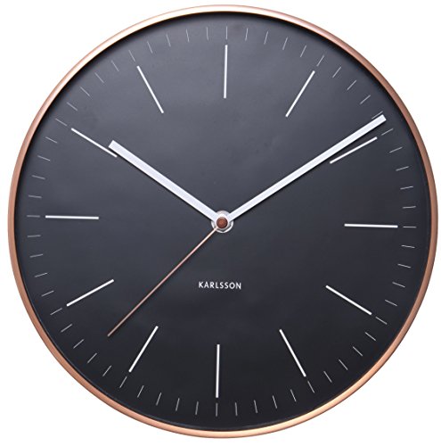 Karlsson KA5507BK Wanduhr Minimal mit Rahmen, Metall, schwarz / kupferfarben, 5 x 27.5 x 27.5 cm