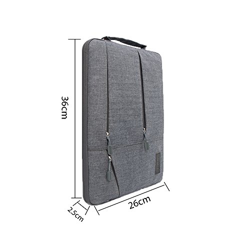 Acxeon Business Laptop Netebook Hülle Sleeve Tasche einfachen Stil Wasserabweisendes Nylongewebe Notebook Sleeve für MacBook Air / Pro Retina, Surface pro4, Ultrabook /Netbook (13.3″, Grau) - 5
