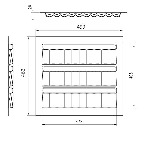 ORGA-BOX® II Gewürzgläsereinsatz Gewürzdoseneinsatz / 499 x 28 x 462 mm / silbergrau / für Nobilia 60er Korpusbreite - 4