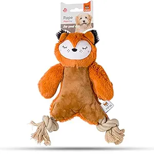 Barkbutler x Fofos Ropeleg Plush Bear Stuffed Soft Squeaky Plush Dog Toy, Brown | for Small - Medium Dogs (10-20kgs) | Durable Rope Legs| Squeaker | Soft Fabric + Cotton Rope | Play, Chew, Fetch, Tug