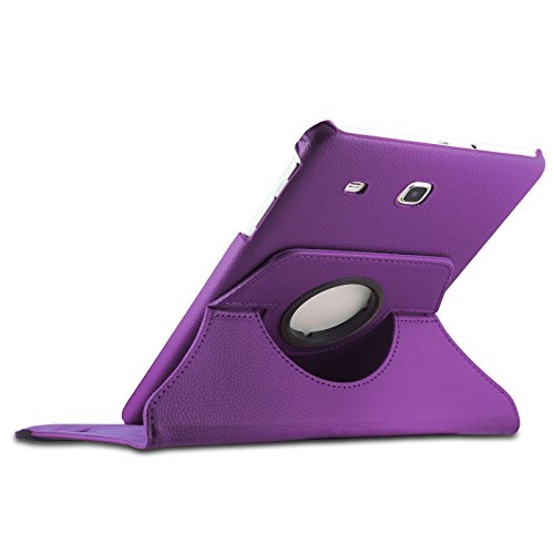 Infiland Samsung Galaxy Tab E 9.6 Hülle Case – PU Ledertasche lederhülle 360° Drehbarer Stand Cover Case Schutzhülle Tasche Etui für Samsung Galaxy Tab E T560N / T561N 24,3 cm (9,6 Zoll) Tablet-PC(Lila) - 3