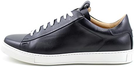 Giorgio Rea Men Shoes Black Sneakers Sneackers Free Time Casual Shoes Leather Made In Italy Fashion Luxury (EUR 44 - UK 10 - US 11, Black)