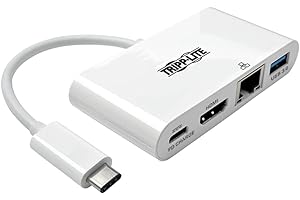 Tripp Lite U444-06N-HGU-C USB-C (Type-C) to HDMI Adapter with USB-A, USB-C PD Charging and Gigabit Ethernet, USB 3.1 Gen 1, Thunderbolt 3 Compatible, 1080p