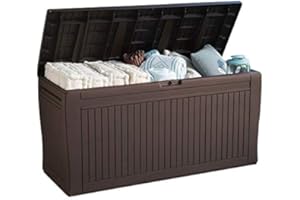 Koll Living Garden Box With 270 Litre Capacity - Weatherproof Storage Space, The Contents Remain Dry and are Ventilated - Modern Wood Look - With Handles and Wheels