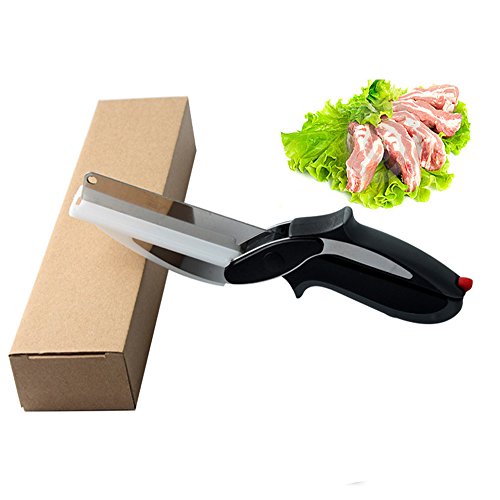 Wenaough Multifunktionale Nahrungsmittelzerhacker 2 in 1 Küchenmesser Schneidebrett Schere Fleisch Gemüse Kochen Beschneideschneider Baby-Nahrungsergänzung Schere mit Wandhalterung - 5