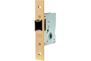 Tesa Assa Abloy, 201550HL, Cerradura de embutir para puertas de madera, Función de paso, Acero Latonado