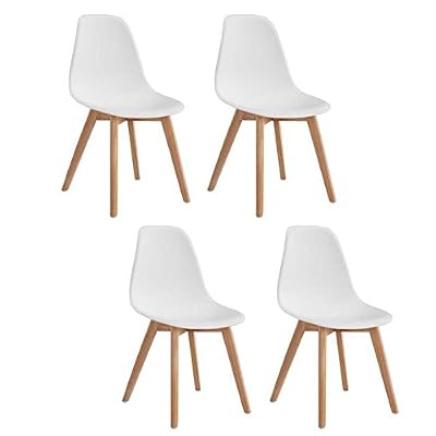 Générique SACHA Lot de 4 chaises de salle a manger scandinaves - Blanc