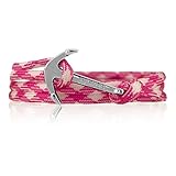Cierre de gancho Vikings de Silver Line ancla pulsera de nylon en rosa/blanco con plateado ancla 6026