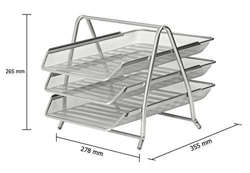 Osco 3TT-SLV - Bandeja para cartas de 3 niveles de malla met  lica  color plateado