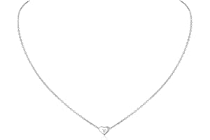 ChicSilver Delikatny naszyjnik w kształcie serca inicjał litera wisiorek naszyjniki dla kobiet srebro wysokiej próby 925 minimalistyczna biżuteria 40 + 5 cm łańcuszek Rolo (z pudełkiem na prezent),