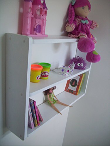 Large 74cm x 50cm Kids White Pine Bedroom Shelves, Shelf, Bookcase, Toy Storage, DVD rack.