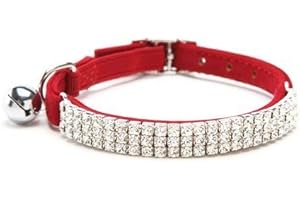 CHUKCHI Collar para mascotas de Hukchi, ajustable, de brillantes, con cascabeles, 28 cm