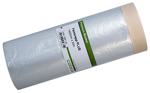 3 x Colorus Masker Tape PLUS Feinkrepp 140cm x 33m Cover Quick Abdeckfolie für den Inneneinsatz auf glatten und leicht rauen Untergründen - 2