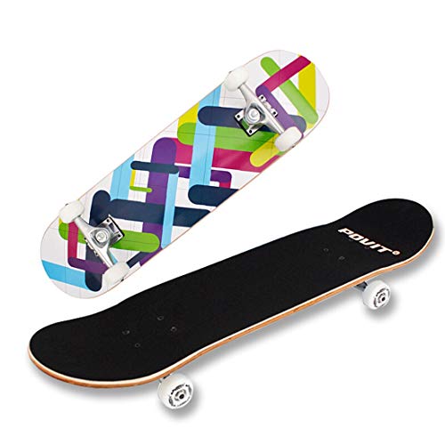 JESSIEKERVIN YY1 Colorful Skateboard Complete Plastic Board with Bendable Deck and Frosted PU Casters for Kids Boys Youths Beginners