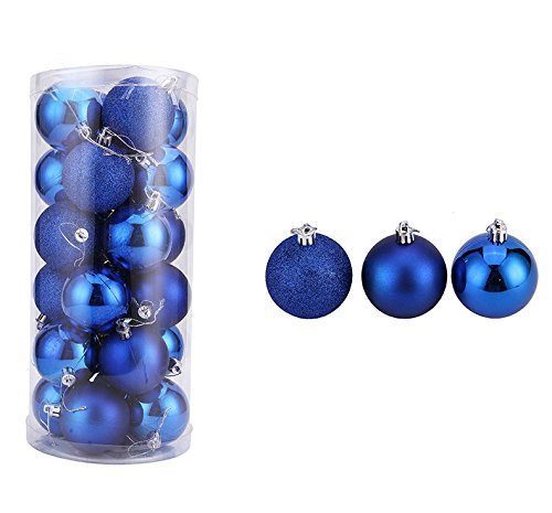 oamore Bellezza d'Arte Palline di Natale Palle di Natale Set Pallina di plastica per Decorazione dell'albero di Natale 24PC (Blue, 3cm/1.18inch)