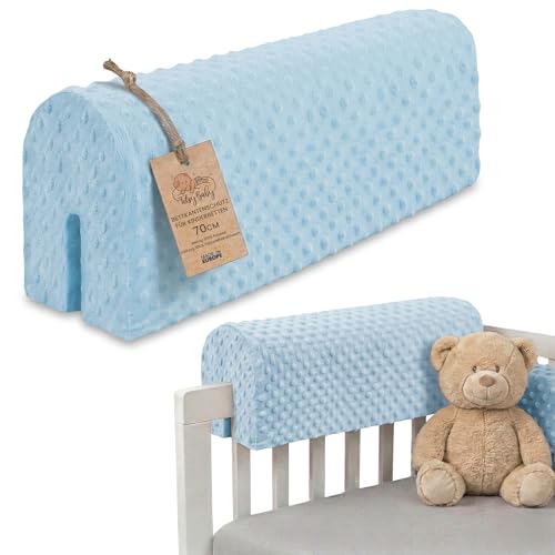 Totsy Baby Paracolpi lettino neonato antisoffoco 90 cm - Protezione schiuma per lettino fasciatoio e culla per i bordi del letto o della culla per bambini da 1 a 3 anni Blu