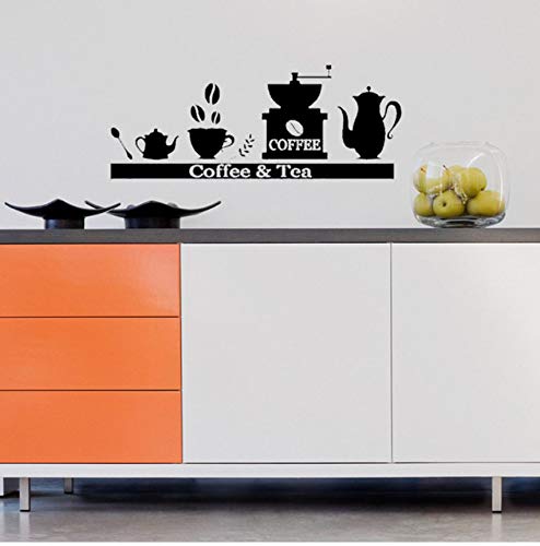 Preisvergleich Produktbild Lsfhb Kaffeemaschine Teetassenhalter Regal Vinyl Wandaufkleber Aufkleber Bar Cafe Küche 57X22 Cm
