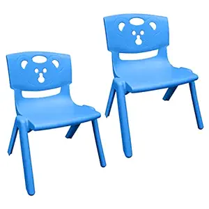 Sunbaby Magic Bear Face Chair Strong & Durable Plastic Best for School Study, Portable Activity Chair for Children,Kids,Baby (Weight Handles Upto 100 Kg Each)-Set of 2 Blue/Blue