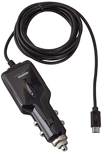 AmazonBasics - Cargador de coche universal con conector micro USB para Android (1,5 m)