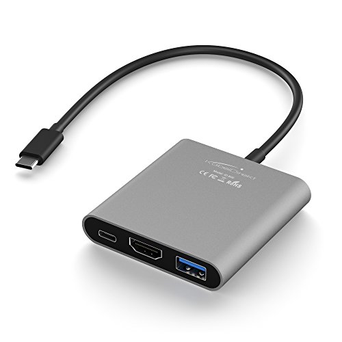 KabelDirekt USB Typ C Adapter - USB Typ C zu USB 3.0, 4K HDMI und USB Typ C Power Delivery (Aufladefunktion) – PRO Series