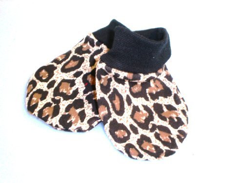 BabywearUK Leopard print Scratch Mittens - British Made